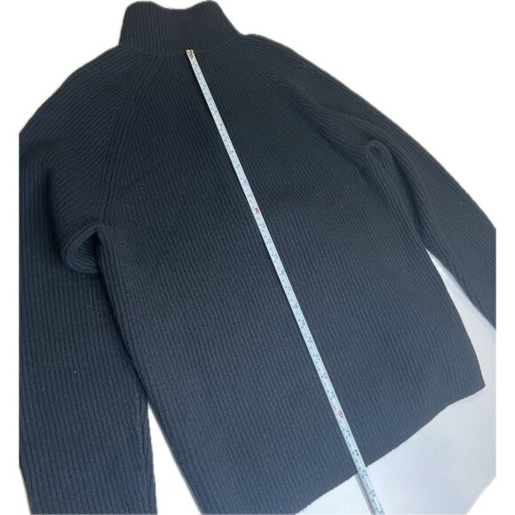 Banana Republic Mens Iltalian Wool-Blend Half-Zip Sweater Ribbed Black L - Picture 9 of 10
